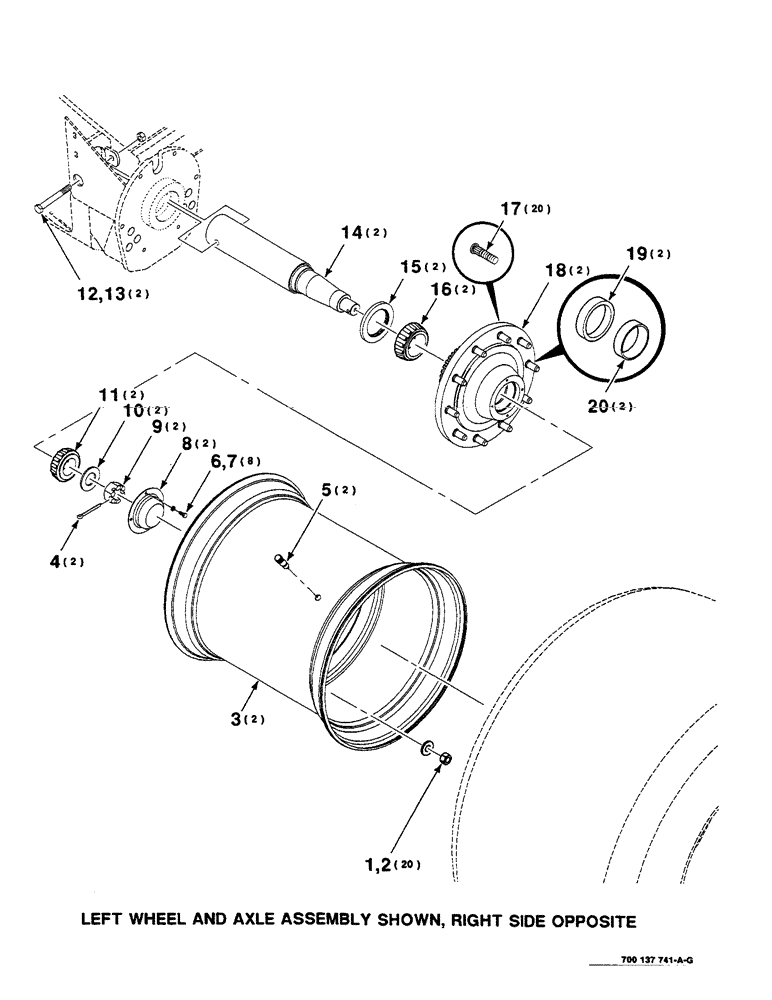 Схема запчастей Case IH 8585 - (7-32) - WHEEL ASSEMBLY (12) - MAIN FRAME