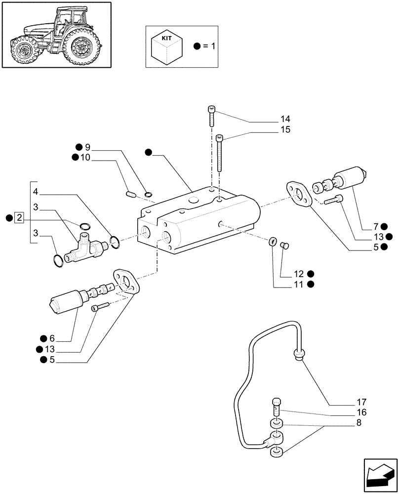 Схема запчастей Case IH MXU115 - (1.80.7/02[02]) - (VAR.140-147) TRANSMISSION 16X16 (50 KM/H) (SPS) - CONTROL VALVE AND RELEVANT PARTS (07) - HYDRAULIC SYSTEM