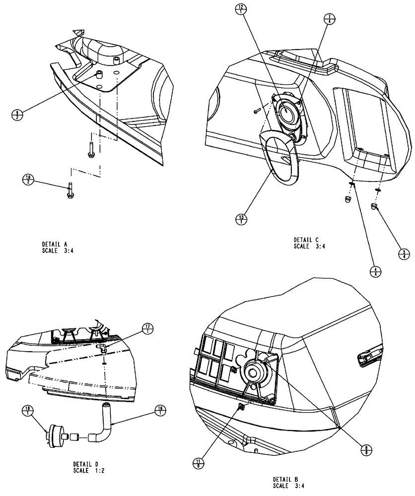 Схема запчастей Case IH FLX3510 - (01-010[02]) - CONSOLE ASSEMBLY, OVERHEAD (10) - CAB