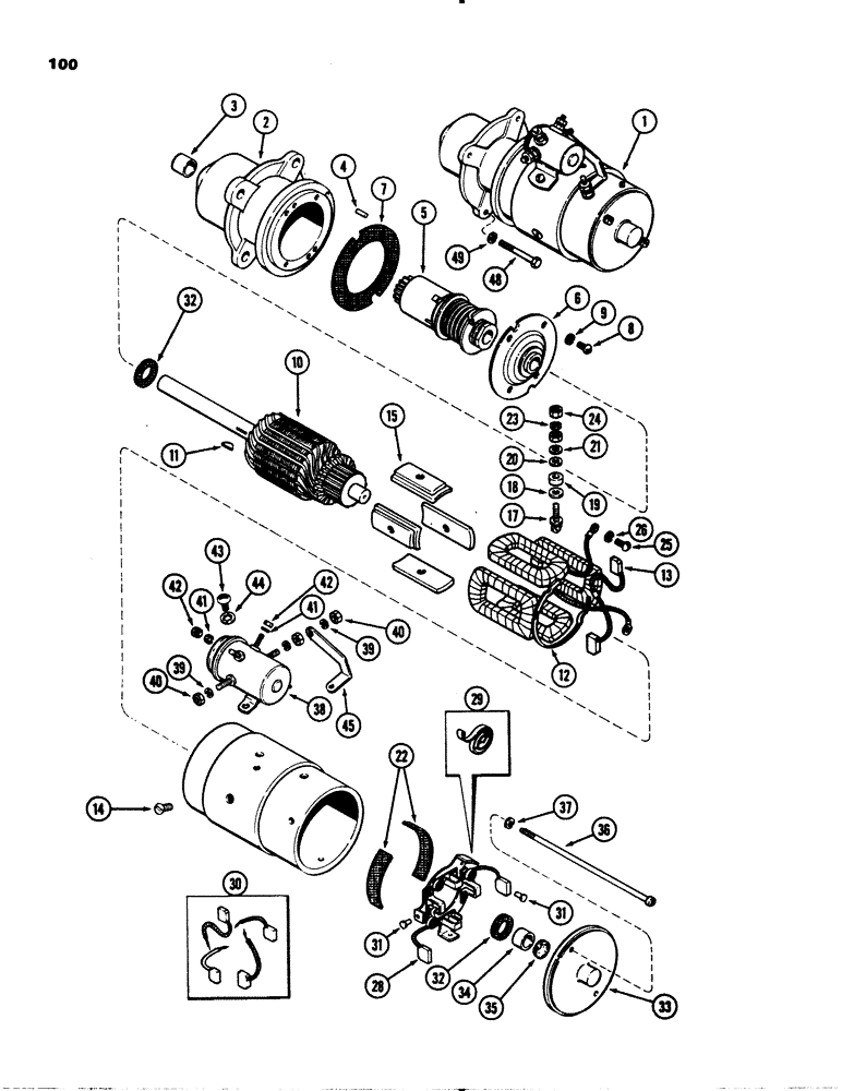 Схема запчастей Case IH 1845 - (100) - A51910 STARTER, (159) SPARK IGNITION ENGINE (55) - ELECTRICAL SYSTEMS