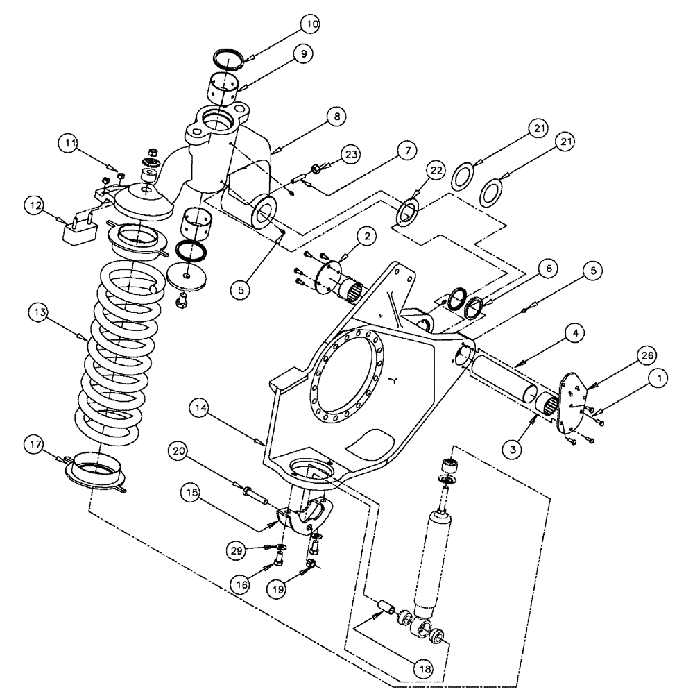 Схема запчастей Case IH SPX3200 - (04-013) - STRUT ASSEMBLY - LEFT Suspension & Frame