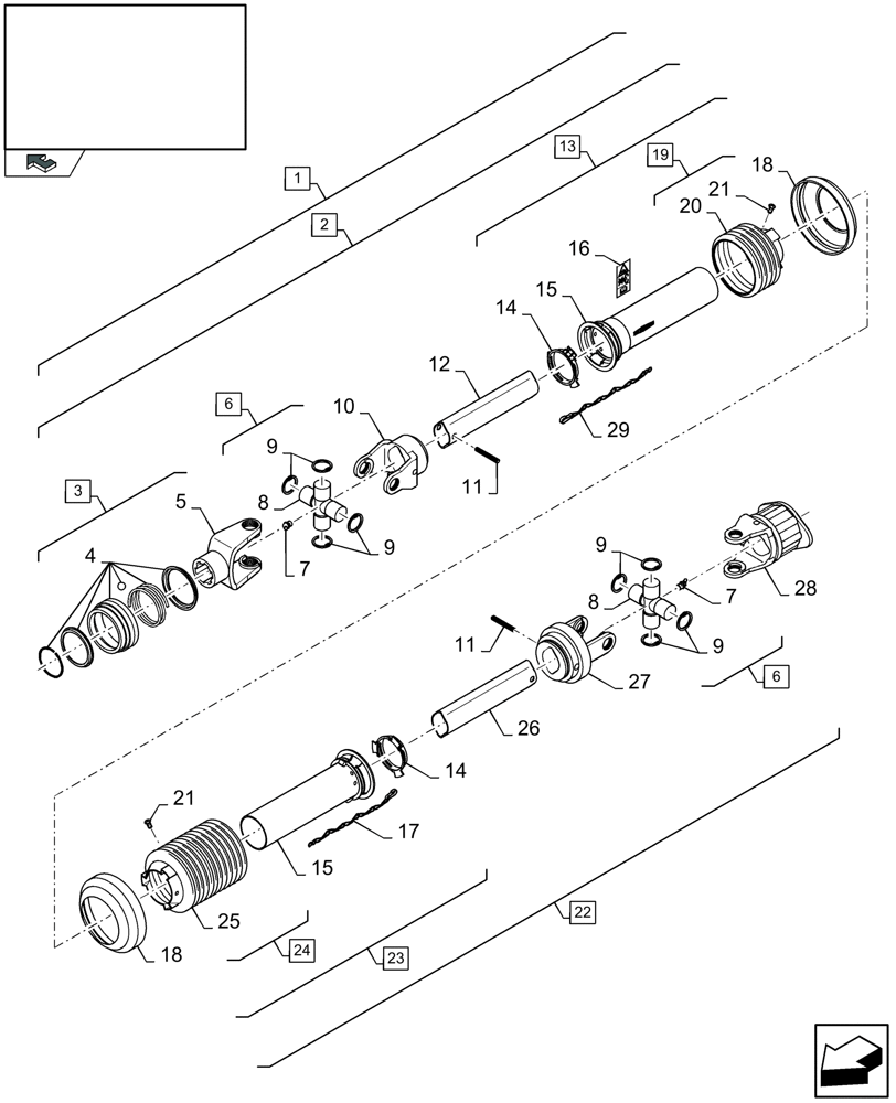 Схема запчастей Case IH 2050 - (20.10C[01]) - POWER TAKE -OFF - 17FT (20) - HEADER