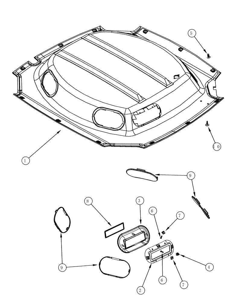 Схема запчастей Case IH MX220 - (09-22) - CAB HEADLINER, STANDARD TRIM (09) - CHASSIS/ATTACHMENTS