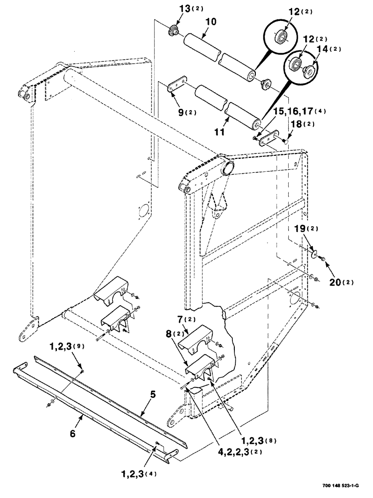 Схема запчастей Case IH RS561A - (6-006) - TAILGATE SUPPORT ASSEMBLIES,  MESH WRAP ONLY (14) - BALE CHAMBER