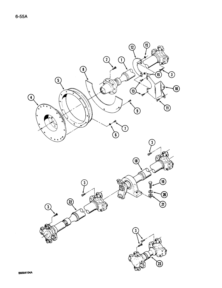 Схема запчастей Case IH 9250 - (6-055A) - DRIVE SHAFT MOUNTING, 9250 ROW CROP SPECIAL TRACTOR (06) - POWER TRAIN