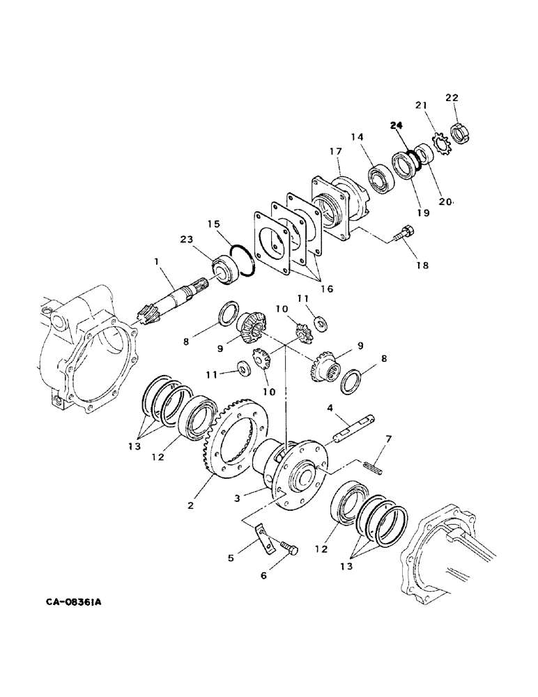 Схема запчастей Case IH 254 - (14-21) - SUSPENSION, DIFFERENTIAL, FOUR WHEEL DRIVE, 244 AND 254 Suspension