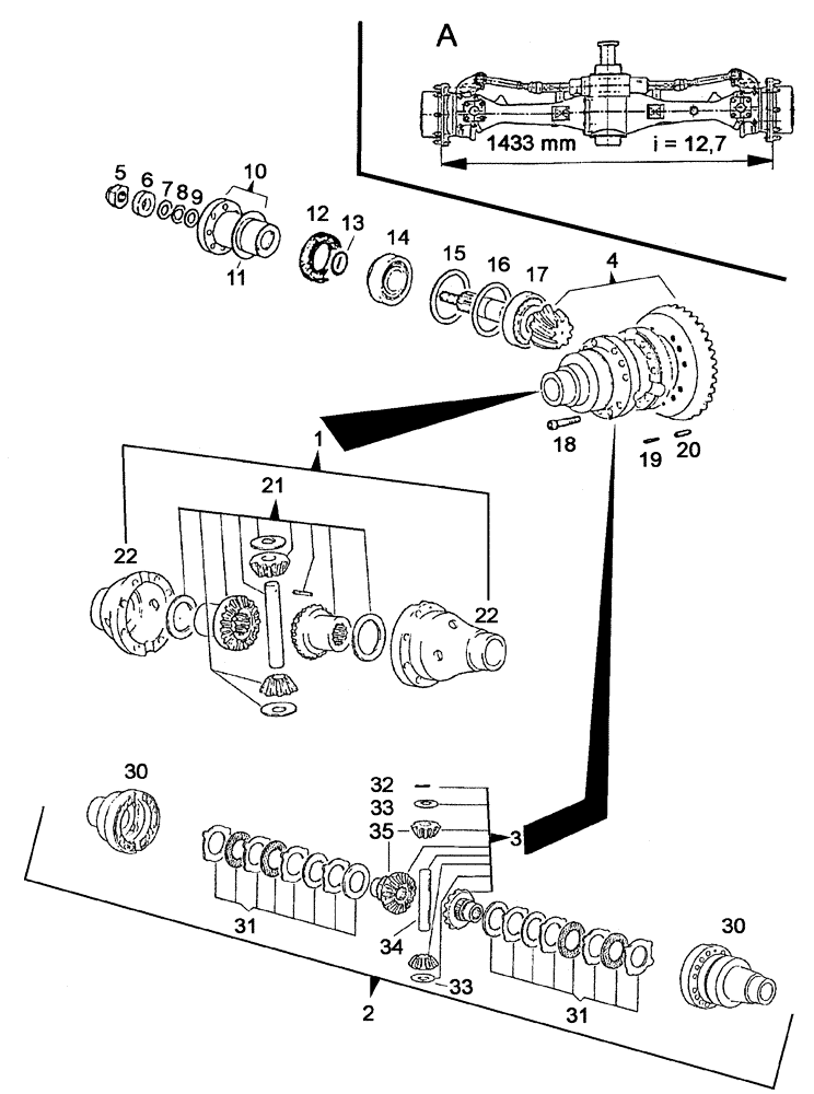 Схема запчастей Case IH C55 - (05-11[01]) - BEVEL GEAR, MAIN SHAFT - DIFFERENTIAL (05) - STEERING