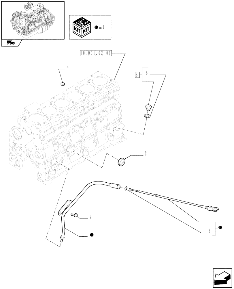 Схема запчастей Case IH F4HE9684D J103 - (10.102.03) - ENGINE OIL DIPSTICK (2855432 - 2855441) 