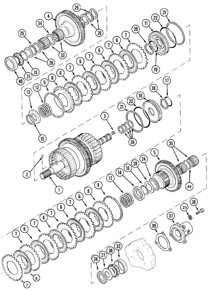 Схема запчастей Case IH MX80C - (06-04) - SPEED TRANSMISSION DROP SHAFT, POWERSHIFT, A: -JKA127945, B: JKA127945- (06) - POWER TRAIN