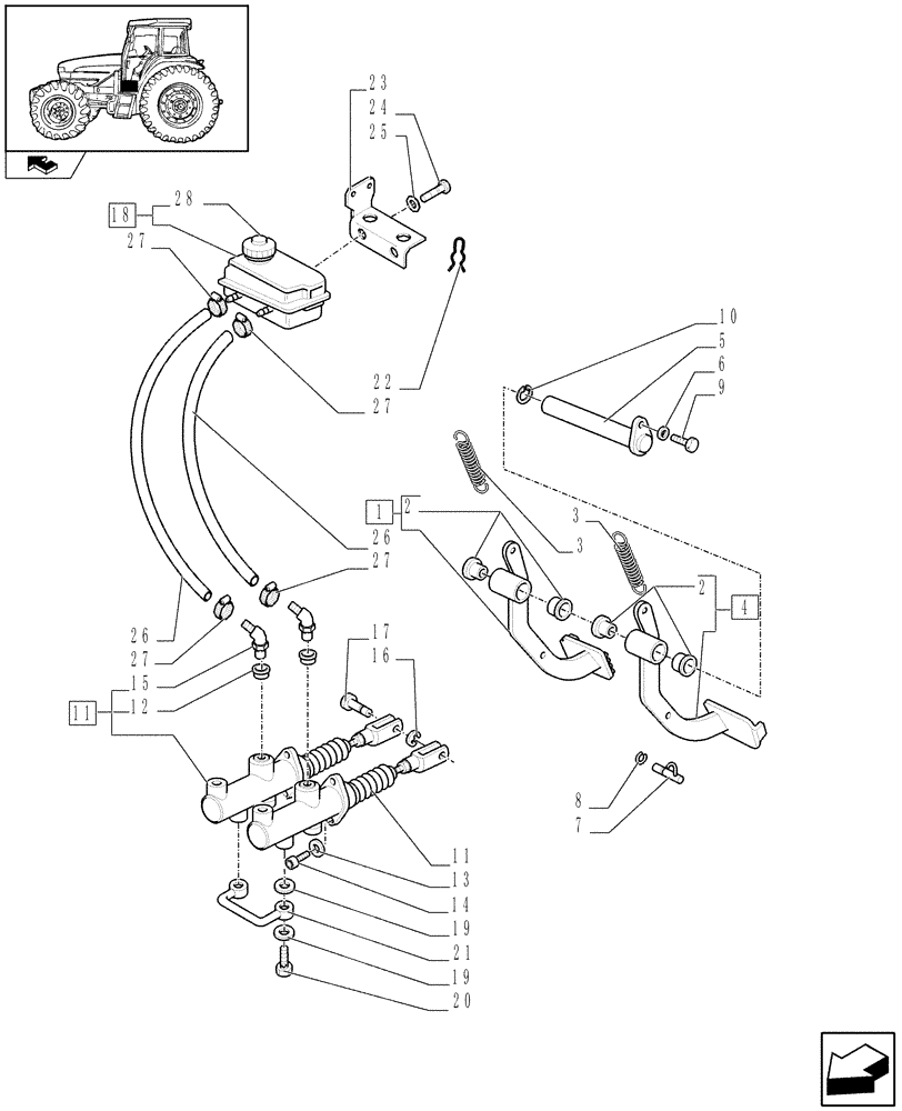 Схема запчастей Case IH FARMALL 105U - (1.95.0) - BRAKES - PUMPS AND PEDALS (10) - OPERATORS PLATFORM/CAB