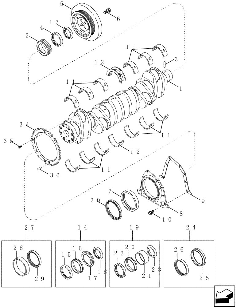 Схема запчастей Case IH 2577 - (10.103.01) - CRANKSHAFT (10) - ENGINE