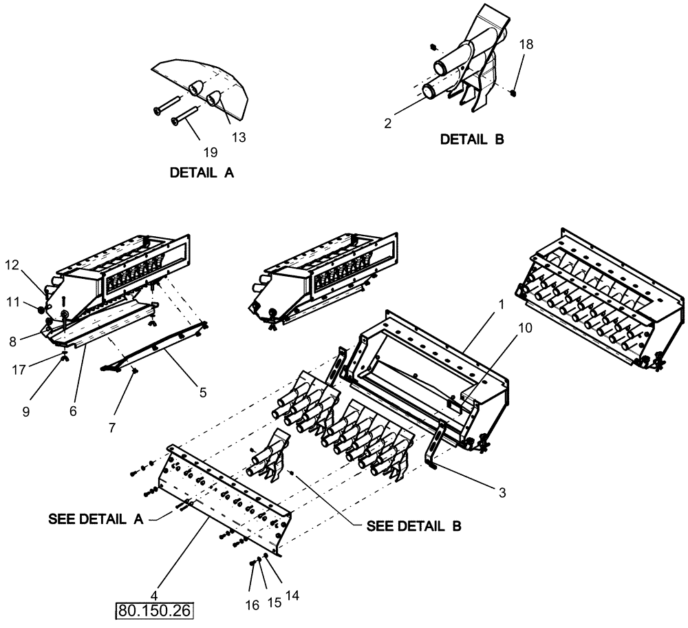 Схема запчастей Case IH 1260 - (80.150.25) - BULK FILL - DISTRIBUTOR INDUCTOR ASSEMBLY (80) - CROP STORAGE/UNLOADING