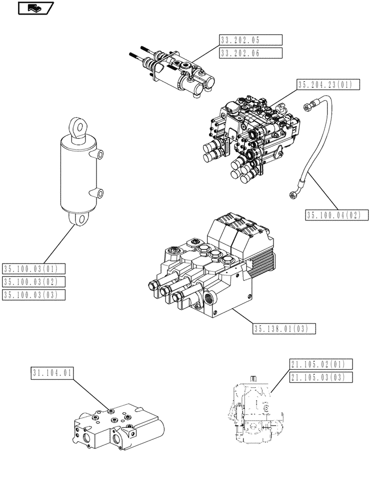 Схема запчастей Case IH MAGNUM 180 - (00.000.35) - PICTORIAL INDEX - HYDRAULIC SYSTEMS (00) - GENERAL & PICTORIAL INDEX