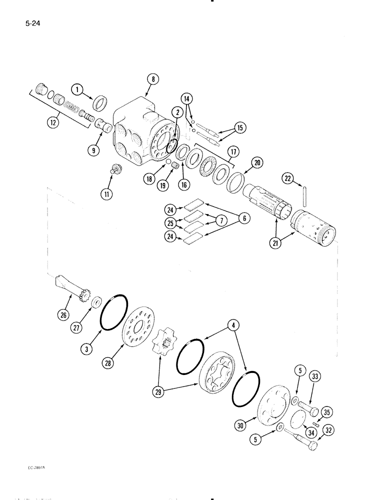 Схема запчастей Case IH 595 - (5-24) - POWER STEERING VALVE, DANFOSS OSPC 100 OR (05) - STEERING