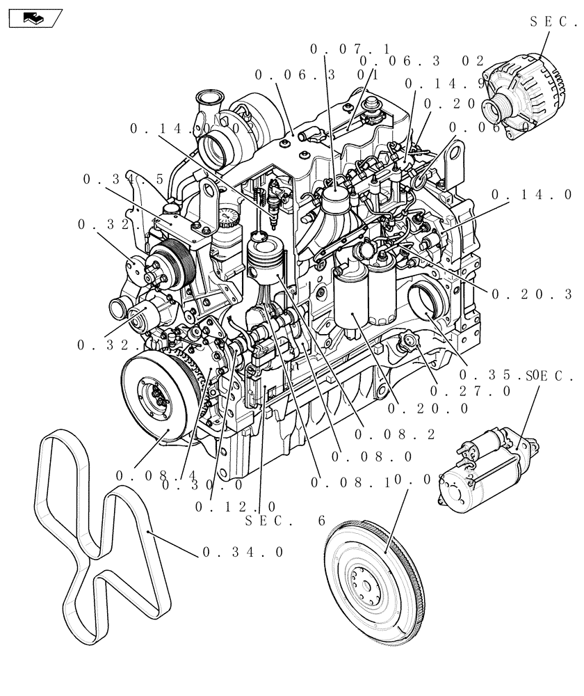 Схема запчастей Case IH PUMA 165 - (SEC. 01[01]) - ENGINE (00) - GENERAL