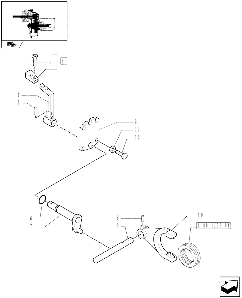 Схема запчастей Case IH FARMALL 95N - (1.80.1/02[03]) - POWER TAKE-OFF (540-540E RPM) WITH GROUND SPEED - LEVER AND BRACKET (VAR.330804 / 743519) (07) - HYDRAULIC SYSTEM