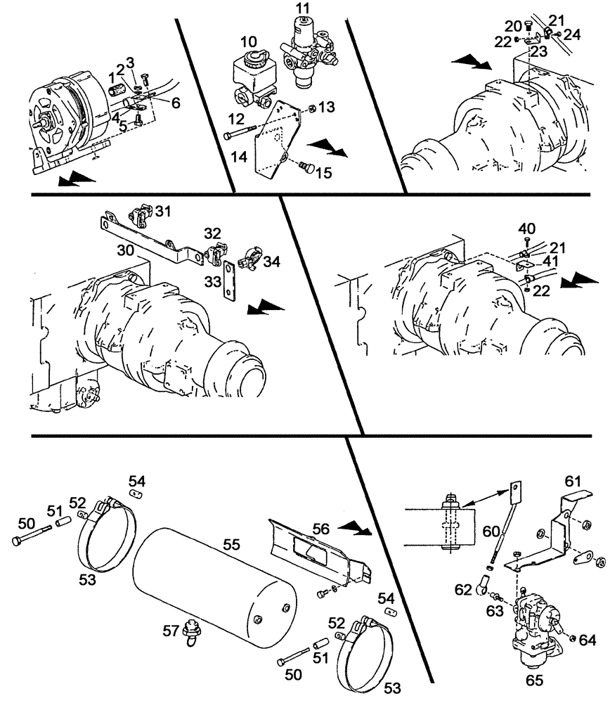 Схема запчастей Case IH C55 - (07-15[01]) - BRAKE UNITS FOR COMBINED ONE-LINE AND TWO-LINES BRAKE SYSTEM (07) - BRAKES