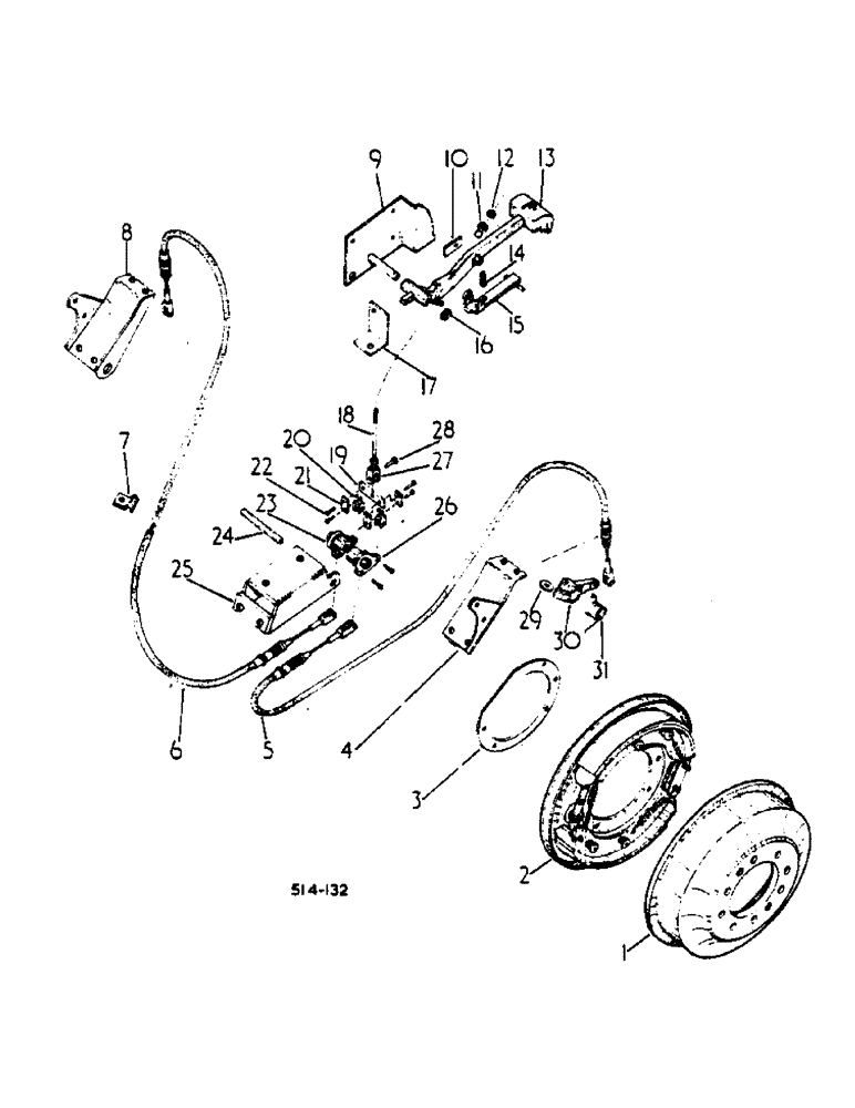 Схема запчастей Case IH 674 - (04-04) - HAND OPERATED DRUM BRAKE (5.1) - BRAKES