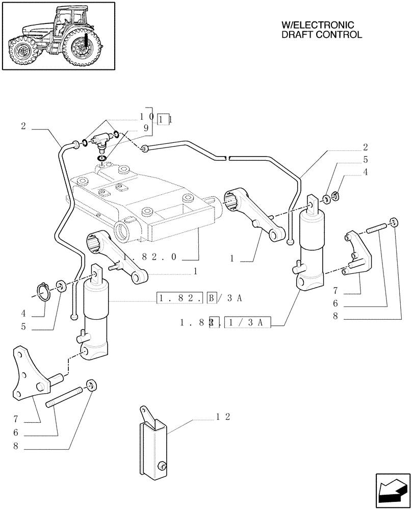 Схема запчастей Case IH JX90U - (1.82.1/03) - (VAR.785-786) ADDITIONAL JACK - PIPES - UNIONS - SUPPORTS (07) - HYDRAULIC SYSTEM