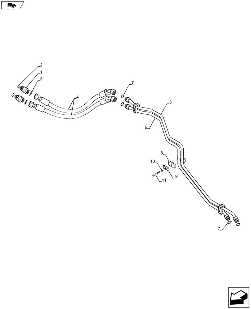 Схема запчастей Case IH STEIGER 500 - (21.109.02) - TRANSMISSION TO COOLER LINES (21) - TRANSMISSION