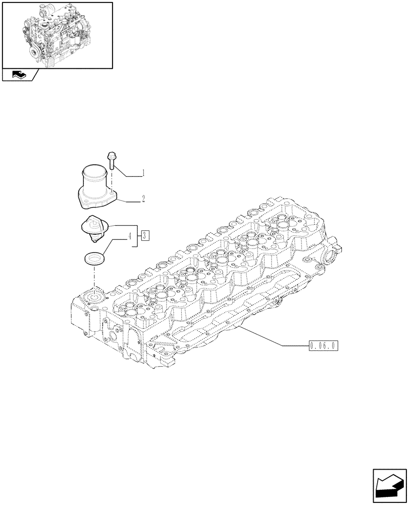 Схема запчастей Case IH PUMA 155 - (0.32.6) - THERMOSTAT - ENGINE COOLING SYSTEM (01) - ENGINE