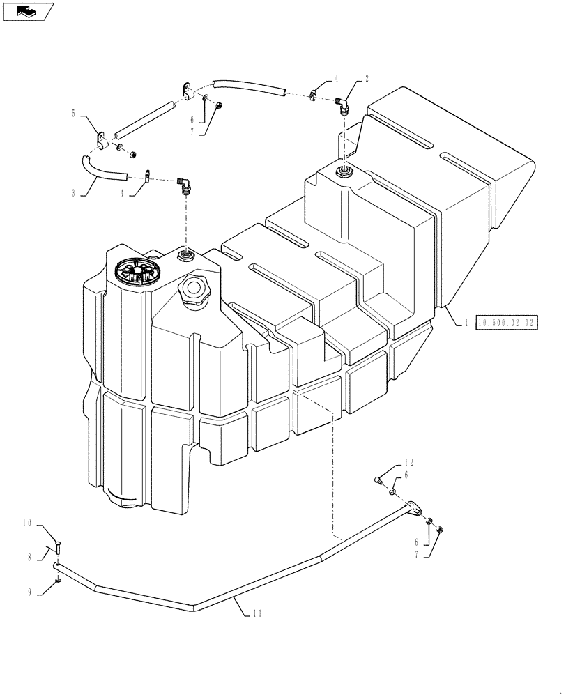 Схема запчастей Case IH QUADTRAC 600 - (10.500.02[03]) - SCR TANK & PLUMBING - QUADTRAC - ASN ZBF126279 (10) - ENGINE