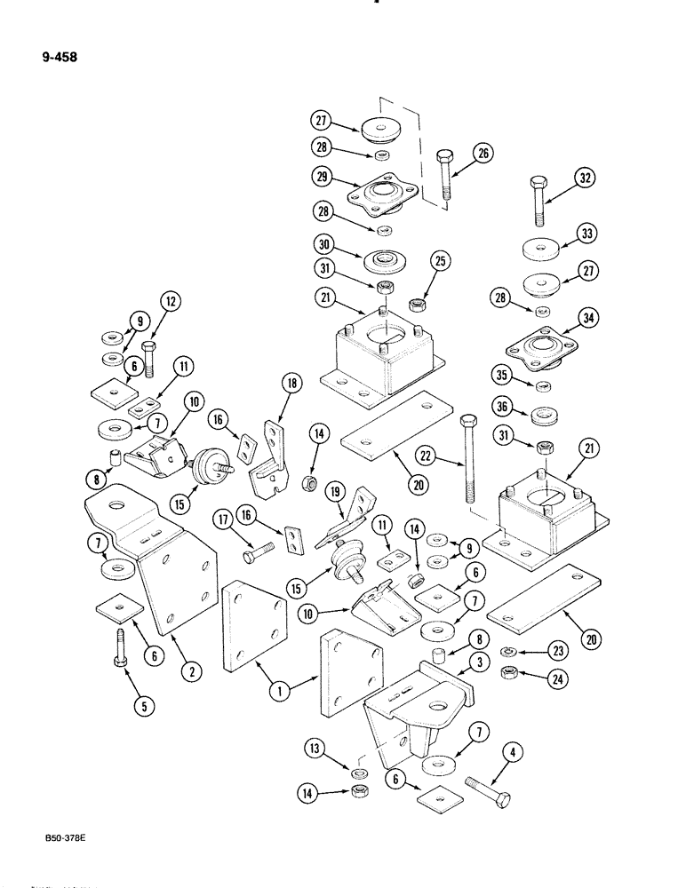 Схема запчастей Case IH 885 - (9-458) - CAB MOUNTINGS (09) - CHASSIS/ATTACHMENTS