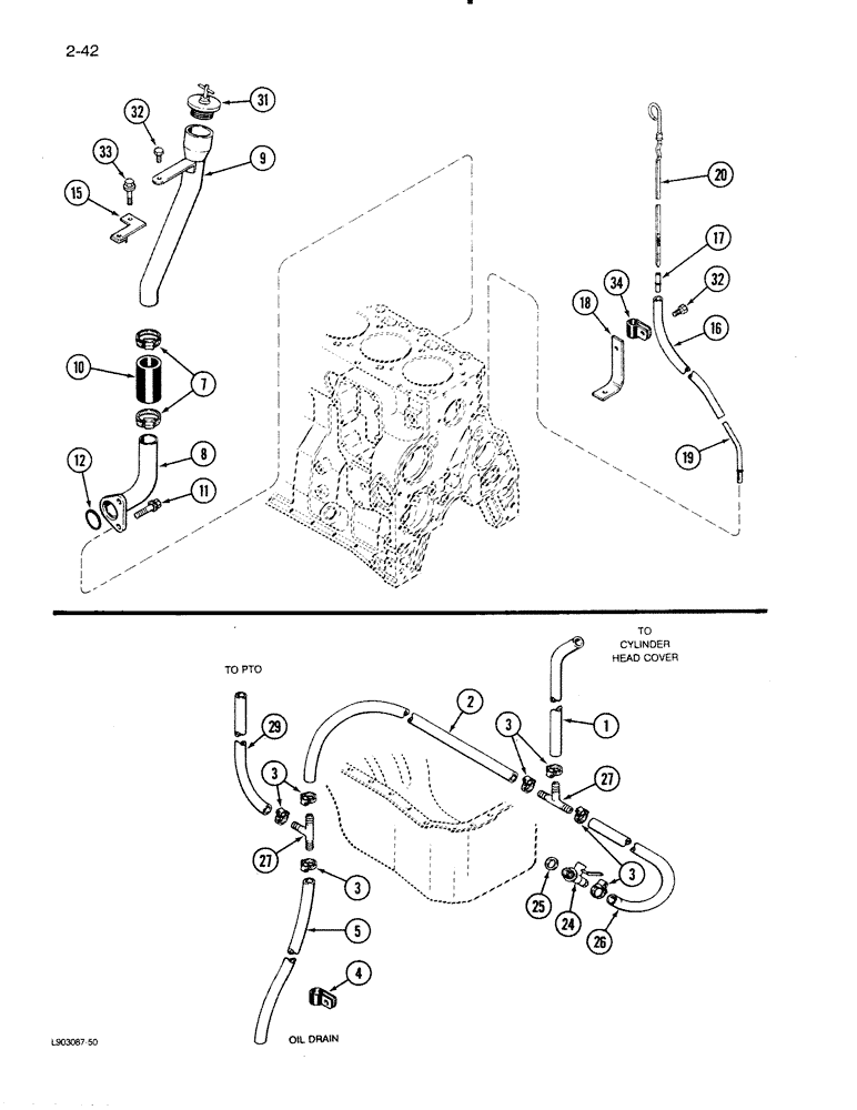 Схема запчастей Case IH 1620 - (2-42) - CYLINDER BLOCK ATTACHING PARTS (01) - ENGINE