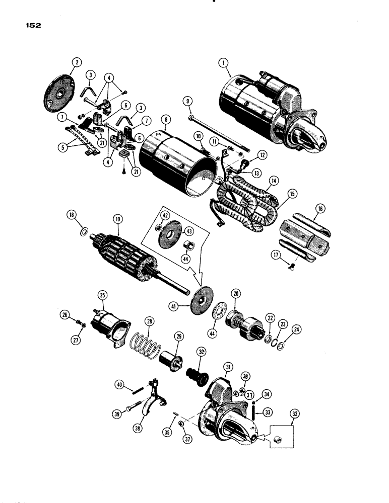 Схема запчастей Case IH 830-SERIES - (152) - A20873 STARTER, 251 AND 284 SPARK IGNITION ENGINES (04) - ELECTRICAL SYSTEMS