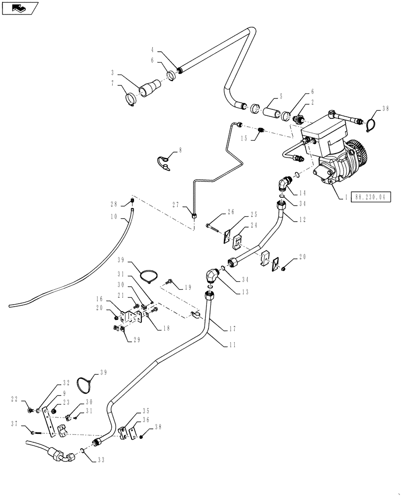 Схема запчастей Case IH 7130 - (88.230.03[02]) - AIR COMPRESSOR INSTALLATION-61/7130 CURSOR 9 CONTINUED (88) - ACCESSORIES