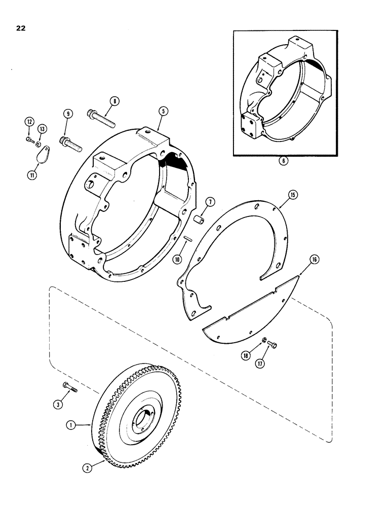 Схема запчастей Case IH 201 - (22) - FLYWHEEL AND HOUSING 