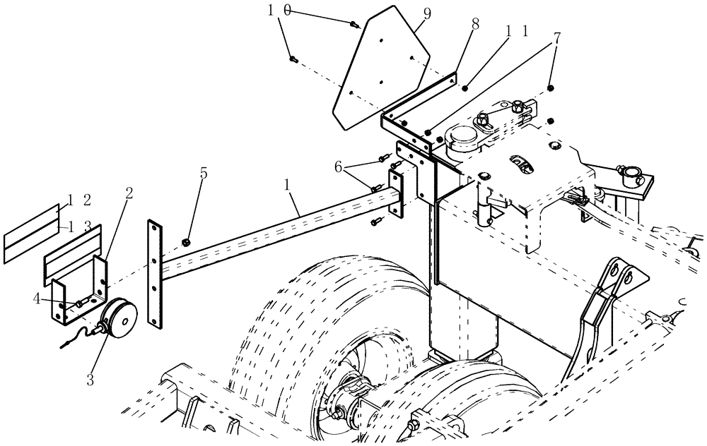 Схема запчастей Case IH 800 - (55.404.03) - OUTER SECTION TRANSPORT LIGHTING AND SMV SIGN (50) (55) - ELECTRICAL SYSTEMS