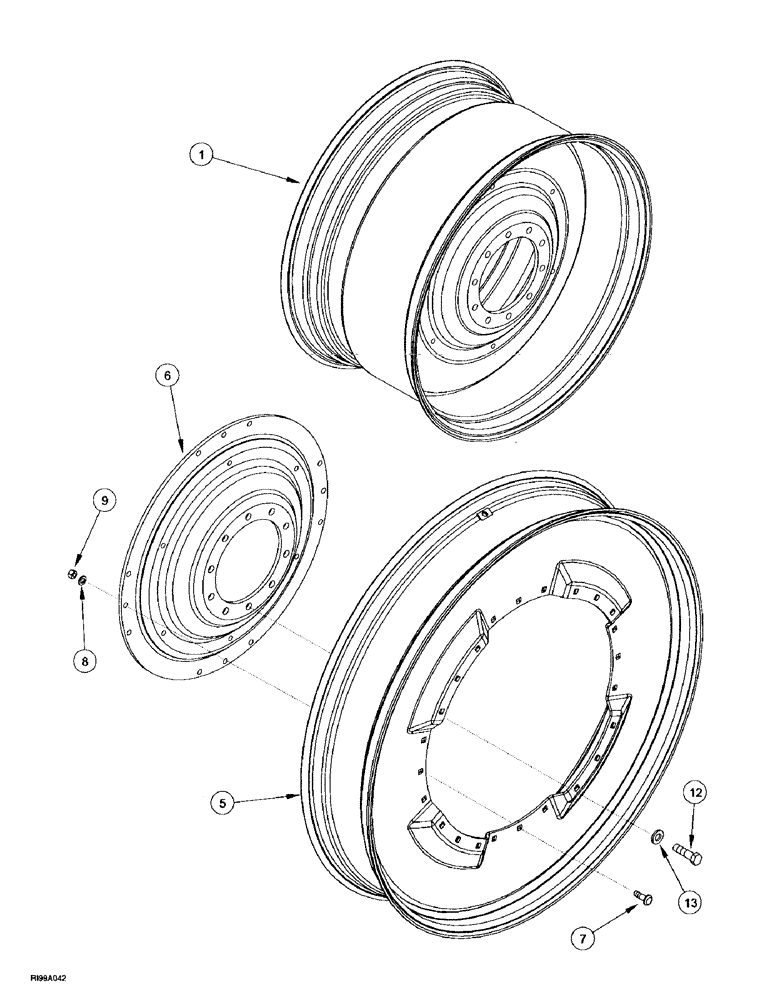 Схема запчастей Case IH MX200 - (6-126) - SOLID STEEL REAR WHEELS, N.A. ONLY (06) - POWER TRAIN