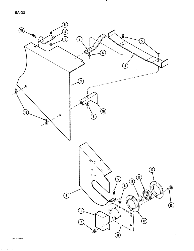 Схема запчастей Case IH 1620 - (9A-30) - FEEDER JACKSHAFT DRIVE SHIELDS (13) - FEEDER