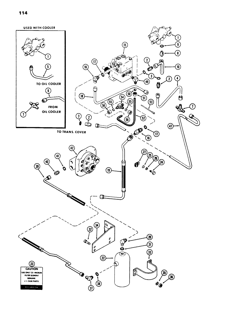 Схема запчастей Case IH 970 - (114) - STEERING & BRAKE VALVE SYSTEM, POWER BRAKES W/POWER SHIFT, 1ST USED TRAC. SER NO. 8675001 (05) - STEERING