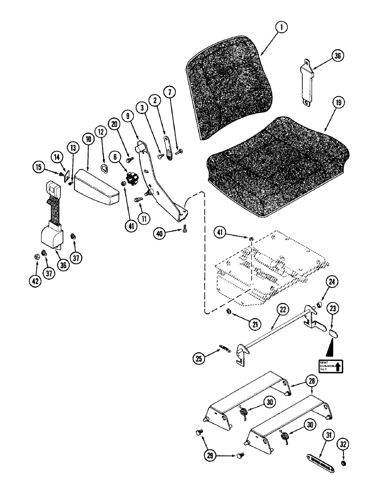 Схема запчастей Case IH 1896 - (9-358) - CLOTH SEAT, WITH ISOLATOR (09) - CHASSIS/ATTACHMENTS