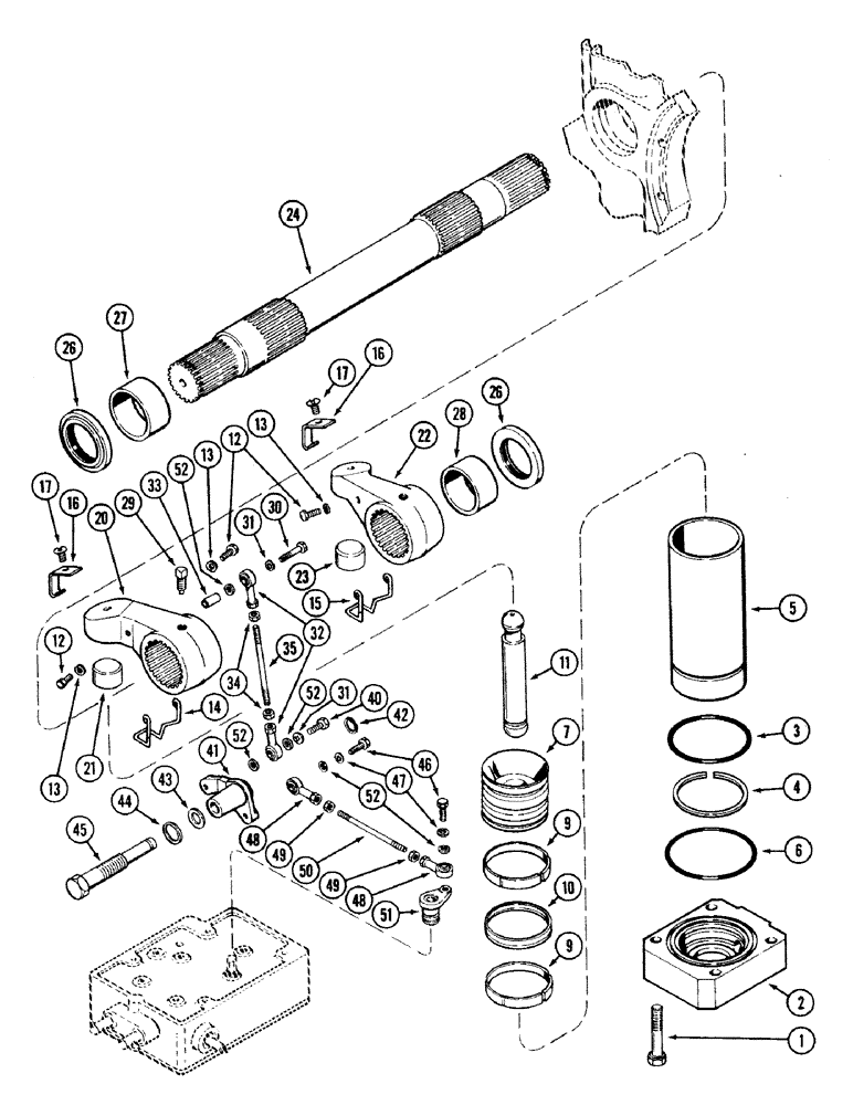 Схема запчастей Case IH 2594 - (8-112) - HITCH SYSTEM, ROCKSHAFT, POWER ARMS AND PISTONS (08) - HYDRAULICS