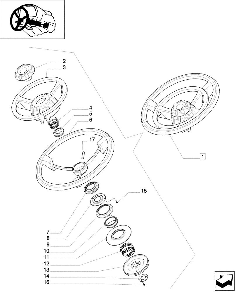 Схема запчастей Case IH MXU115 - (1.95.5/04A[01]) - (VAR.360-636) FAST STEERING - STEERING WHEEL - BREAKDOWN - C5123 (10) - OPERATORS PLATFORM/CAB