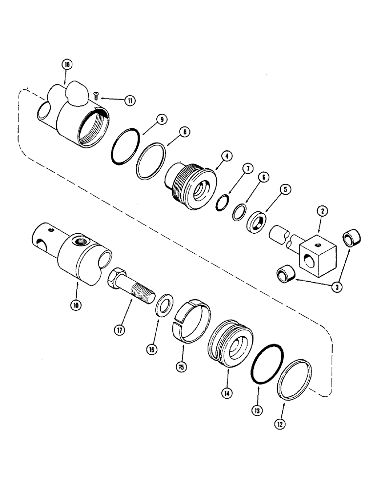 Схема запчастей Case IH 2470 - (176) - G34778 REAR STEERING CYLINDER, WITH TWO PIECE INNER GLAND SEAL 3 INCH DIAMETER X 8 INCH STROKE (05) - STEERING