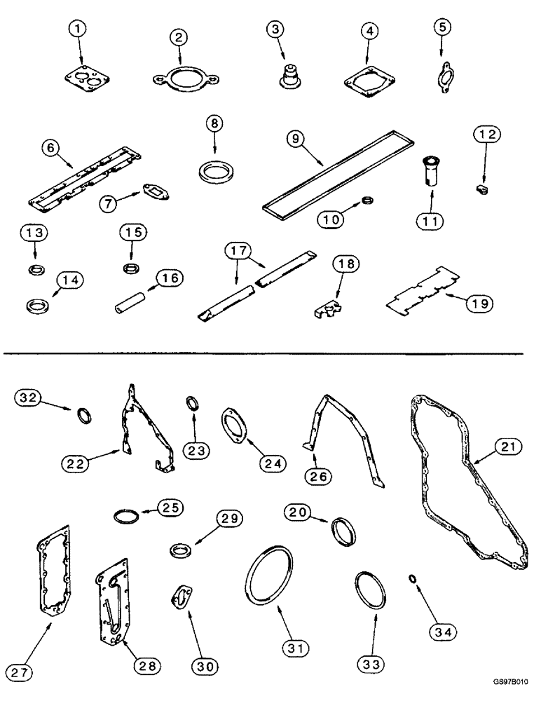 Схема запчастей Case IH 2188 - (2-54) - GASKET KITS, VALVE GRIND, CYLINDER BLOCK, 6TA-830 ENGINE, PRIOR TO COMBINE P.I.N. JJC0191483 (01) - ENGINE