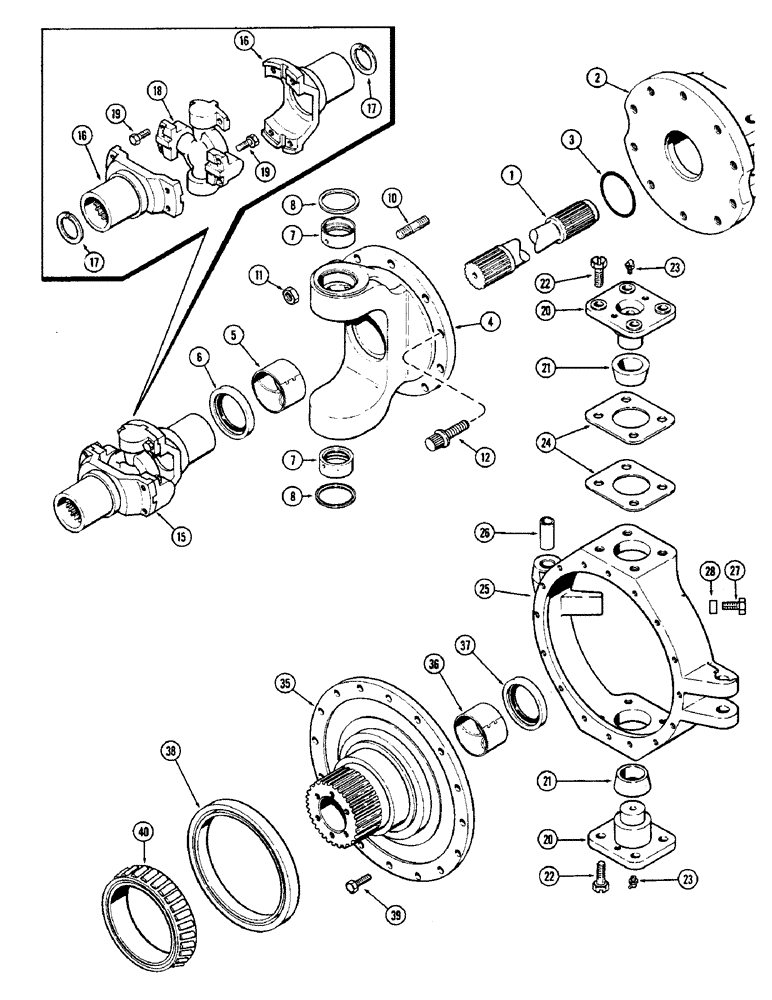 Схема запчастей Case IH 2870 - (216) - REAR AXLE, TRUNNION, UNIVERSAL JOINT AND SPINDLE (06) - POWER TRAIN