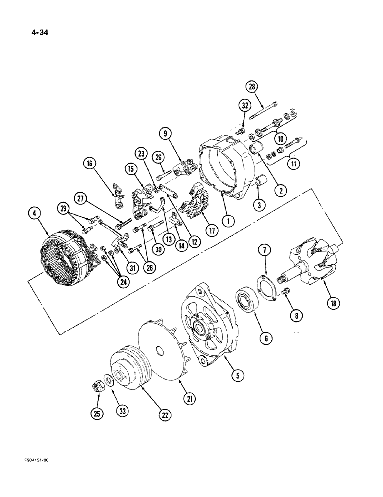 Схема запчастей Case IH 9280 - (4-34) - ALTERNATOR ASSEMBLY (04) - ELECTRICAL SYSTEMS