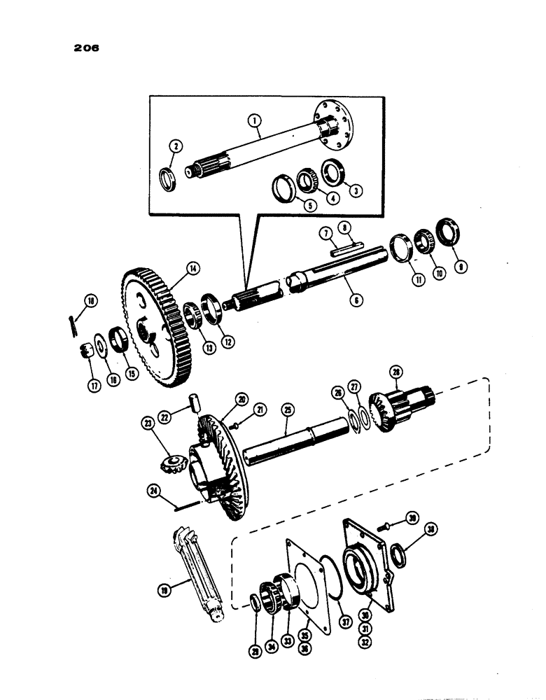 Схема запчастей Case IH 530 - (206) - DIFFERENTIAL AND FINAL DRIVE, PRIOR TO S/N 8262800 (06) - POWER TRAIN