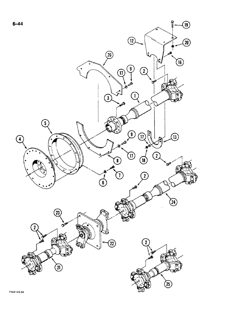 Схема запчастей Case IH 9270 - (6-44) - DRIVE SHAFT MOUNTING (06) - POWER TRAIN