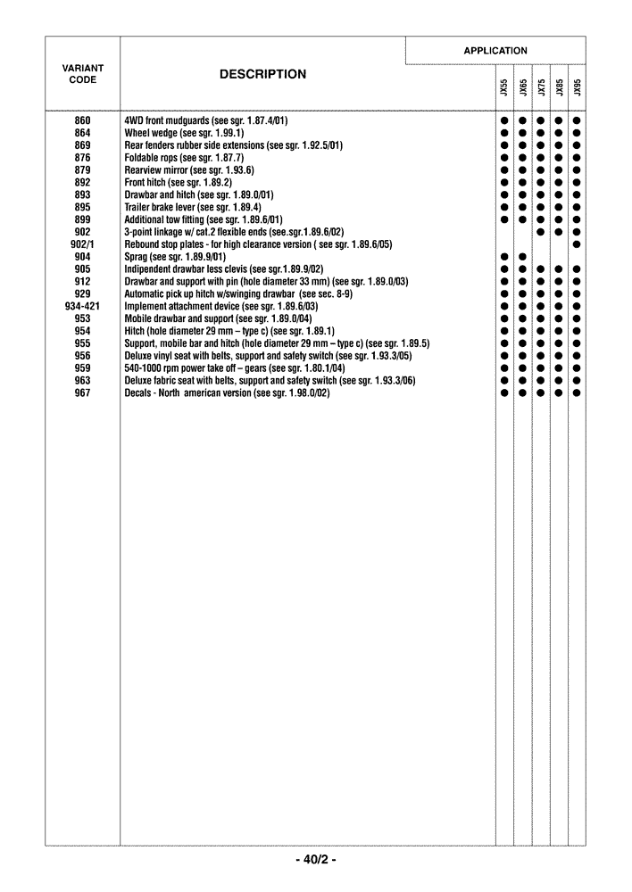 Схема запчастей Case IH JX85 - (0.01.0[02]) - OPTIONAL EQUIPMENT (00) - GENERAL