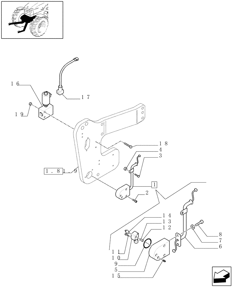 Схема запчастей Case IH MAXXUM 130 - (1.75.0/05) - NOT INTEGRATED FRONT HPL WITH 6 SPLINES PTO - POTENTIOMETER AND SOLENOID VALVE - C6335 (VAR.330813) (06) - ELECTRICAL SYSTEMS