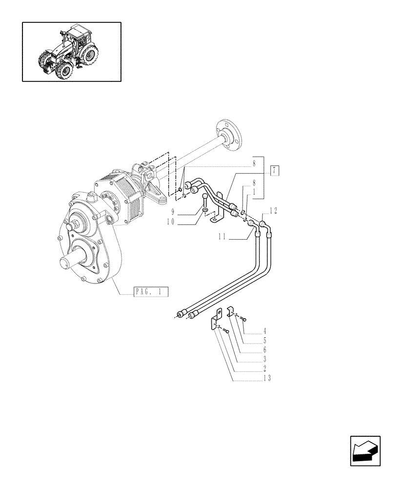 Схема запчастей Case IH MAXXUM 110 - (1.80.5/01[02]) - INTEGRATED FRONT HPL WITH PTO - PIPES - C6519 (VAR.330847-331847-332847-333847-334847-335487) (07) - HYDRAULIC SYSTEM