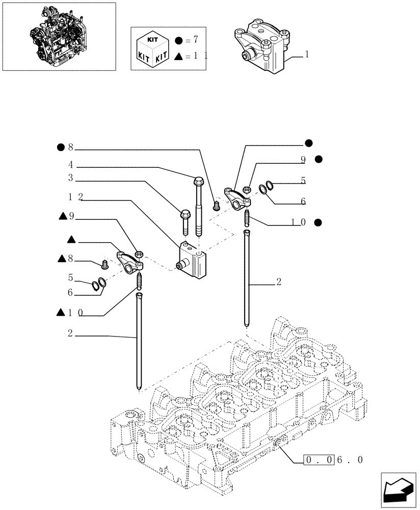 Схема запчастей Case IH MAXXUM 100 - (0.06.6) - ROCKER SHAFT (STD + VAR.330003-332115-332116) (01) - ENGINE