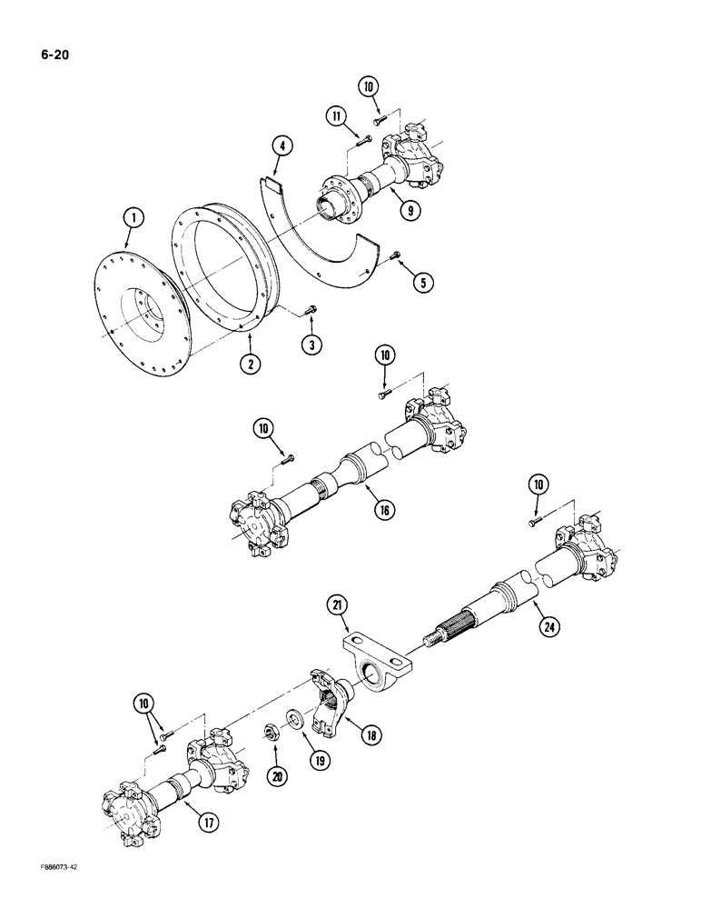 Схема запчастей Case IH 9190 - (6-20) - DRIVESHAFT MOUNTING (06) - POWER TRAIN