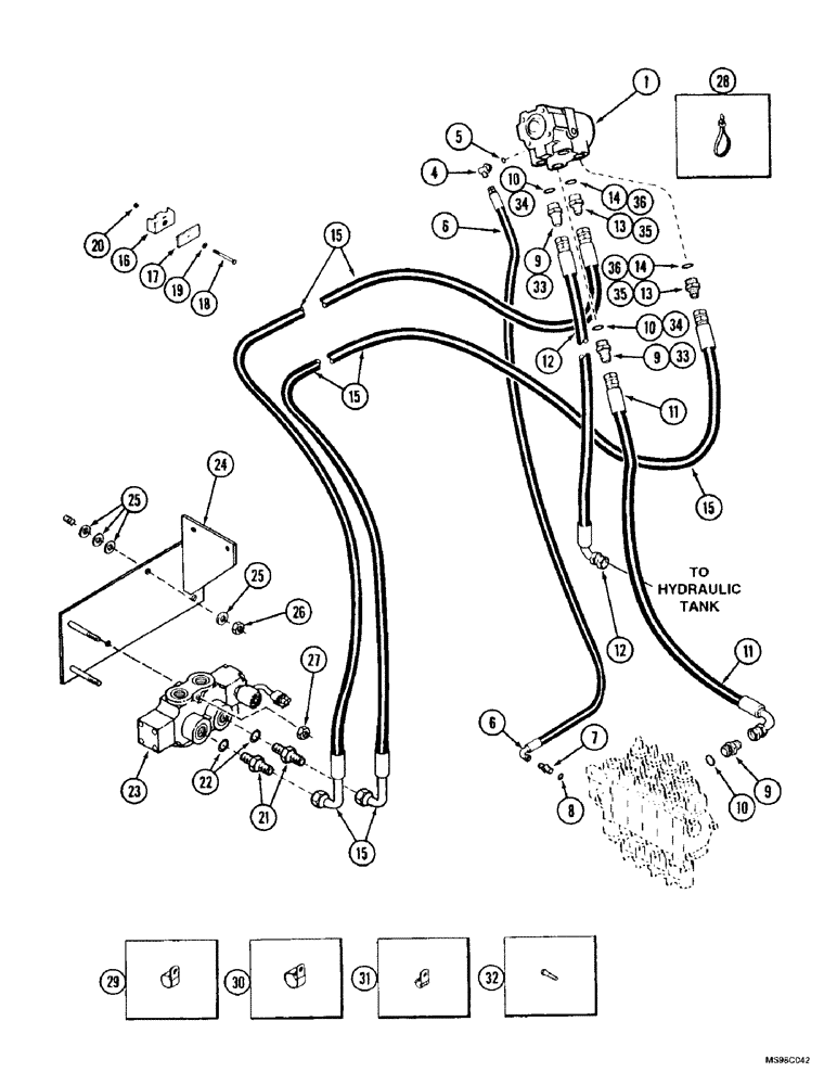 Схема запчастей Case IH 9350 - (5-18) - STEERING SYS. HYD., ROW CROP SPECIAL TRACTORS, STEERING CONTROL VALVE TO STEERING SELECTOR VALVE (05) - STEERING